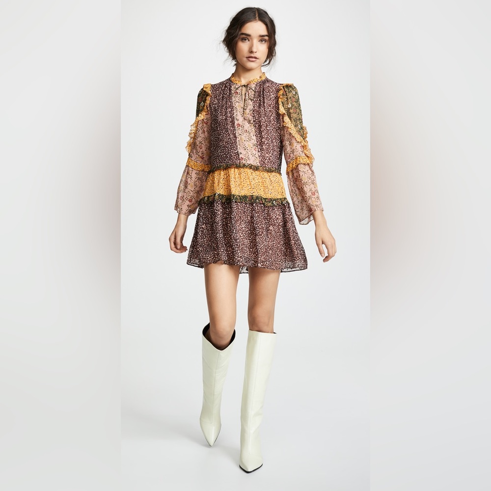 Ulla Johnson Essie Silk Patchwork Mini Dress 6